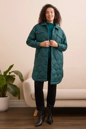 Tribal Long Quilted Button-Up Jacket- 2 Colors Long Sleeve Tee