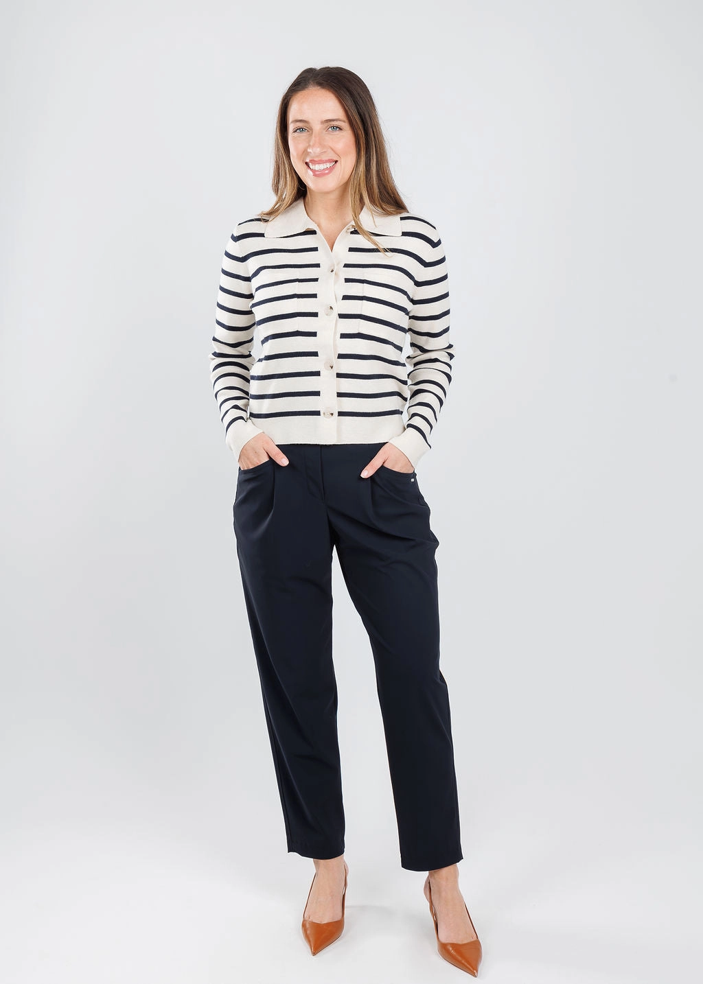 Liliana 7/8 Pants with Pocket - Marine Low Profile Waistband