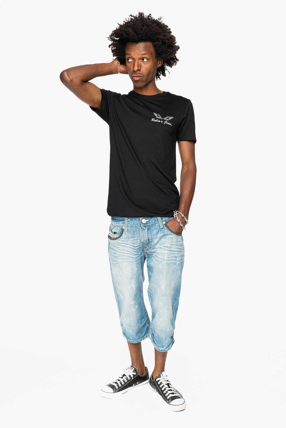 Durable Summer Vibes LIMITED EDITION EASY RIDER SHORTS W/ PATCHES IN AQUARAMA DARK WASH