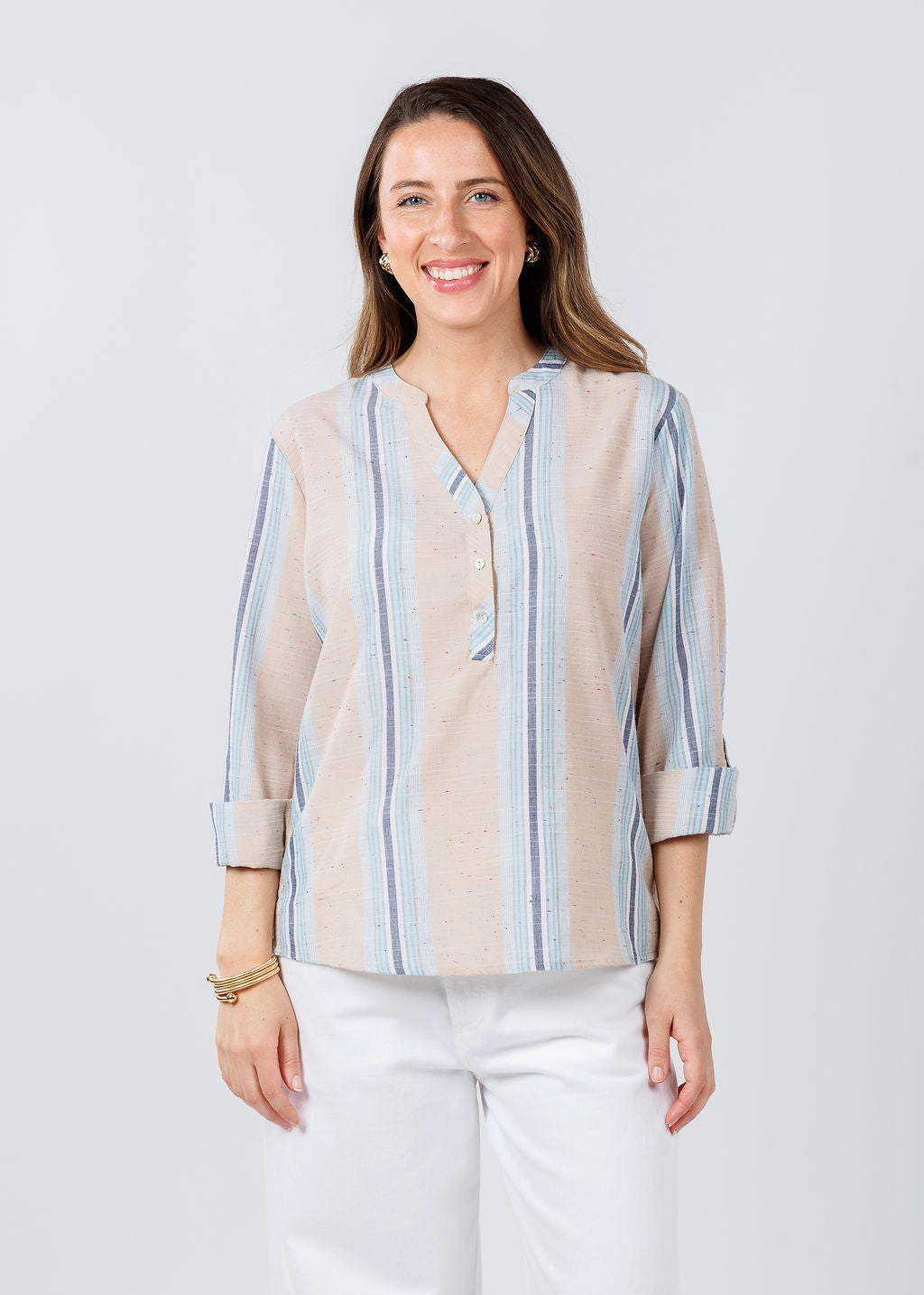 Lina Tunic Top - Multi Stripe Gym Wear