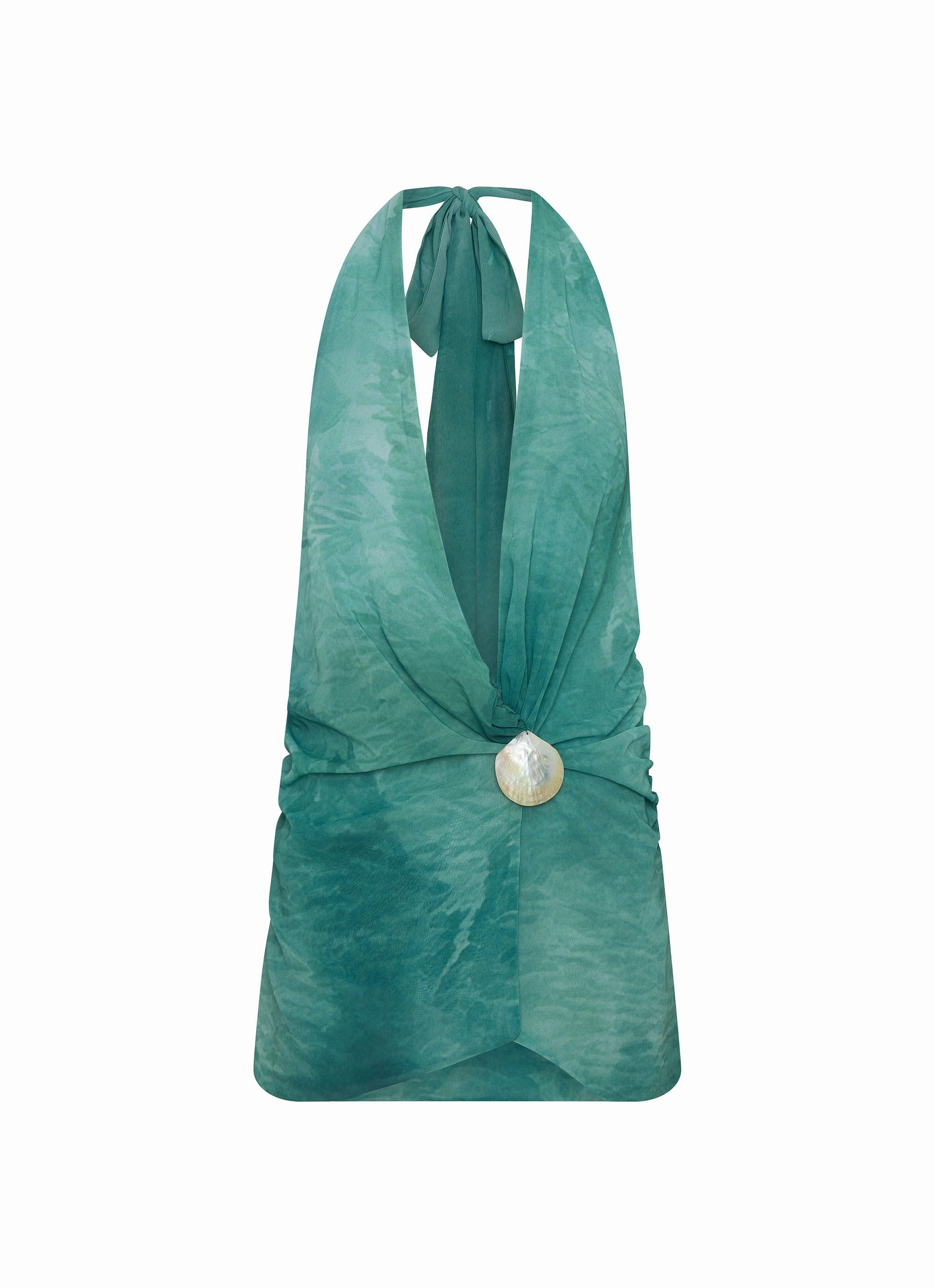 Eleanora Plunge Mini Dress - Green Tie Dye Refined Presence