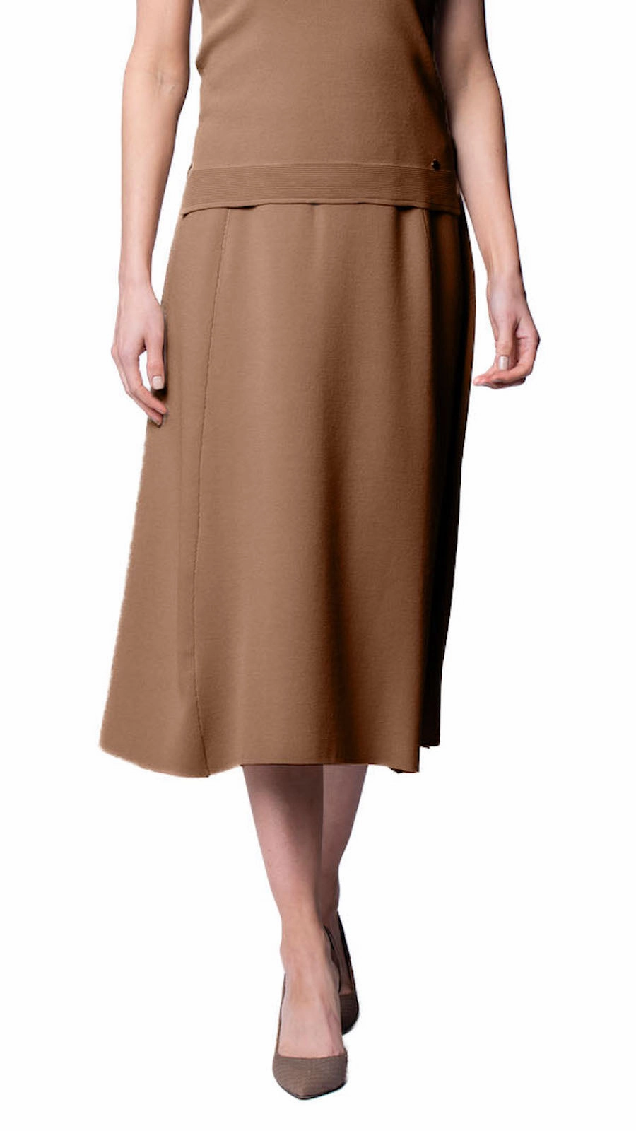 Natalie A-Line Midi Skirt - Mocha Street Edge