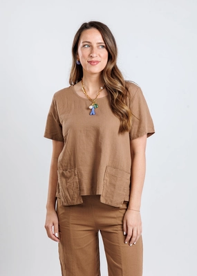 Linen Pocket Top - Hazelnut Anti Pilling Surface Eco Friendly Production