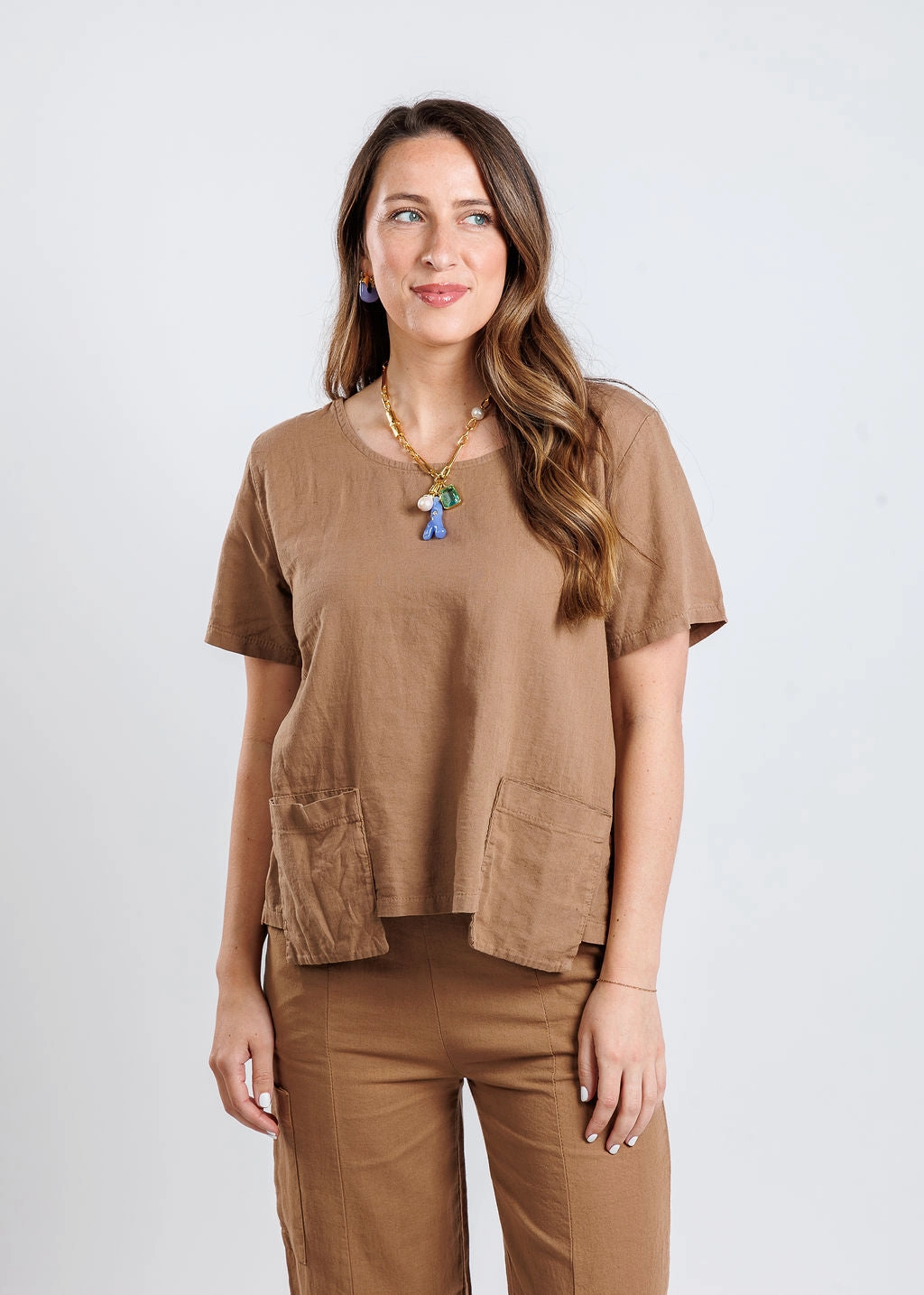 Linen Pocket Top - Hazelnut Anti Pilling Surface Eco Friendly Production