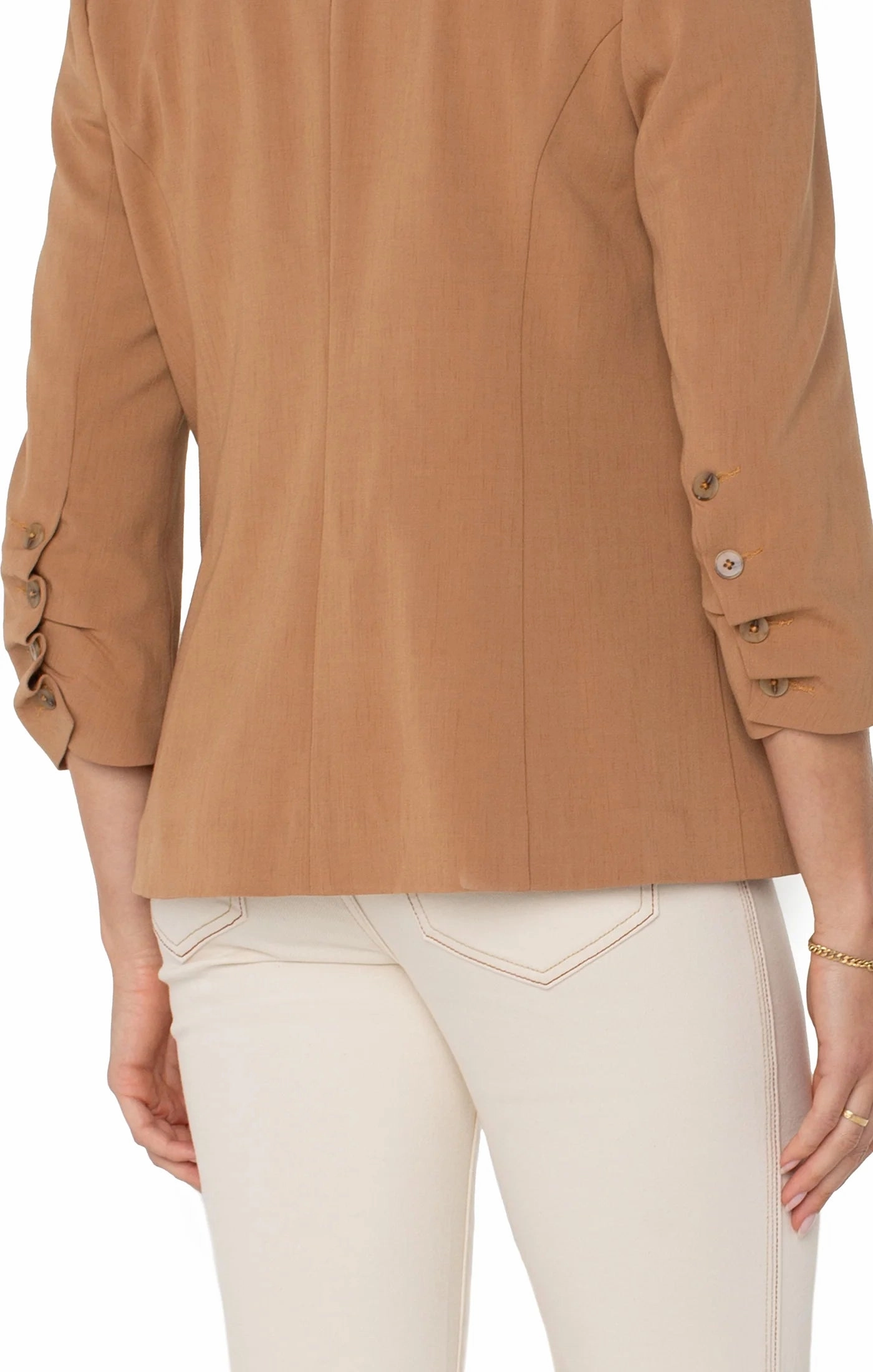 Liverpool Fitted Blazer with Ruched Sleeves Reinforced Hemline