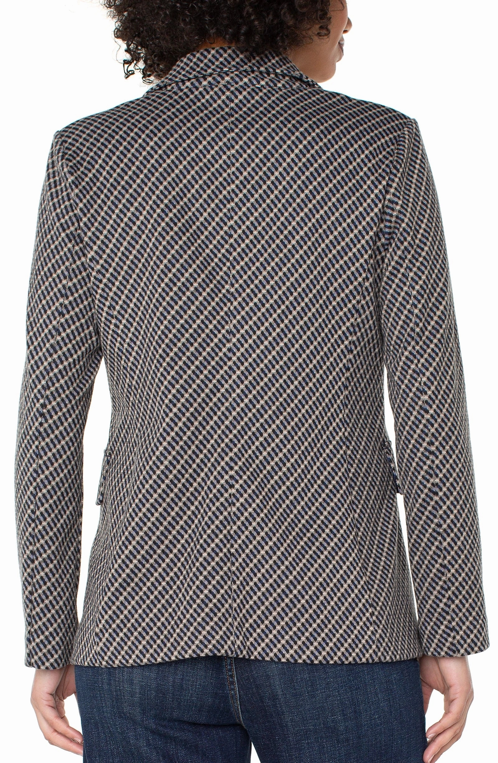 FadeResistant Finish Antimicrobial Treatment Liverpool Navy Check Faux Double Breasted Blazer