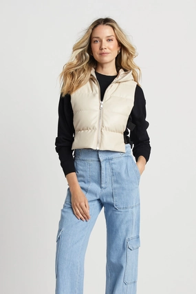 Secure Internal Pockets Teflon Finish Lola Vegan Leather Quilted Full Zip Gilet w/ Adjustable Side Buckles