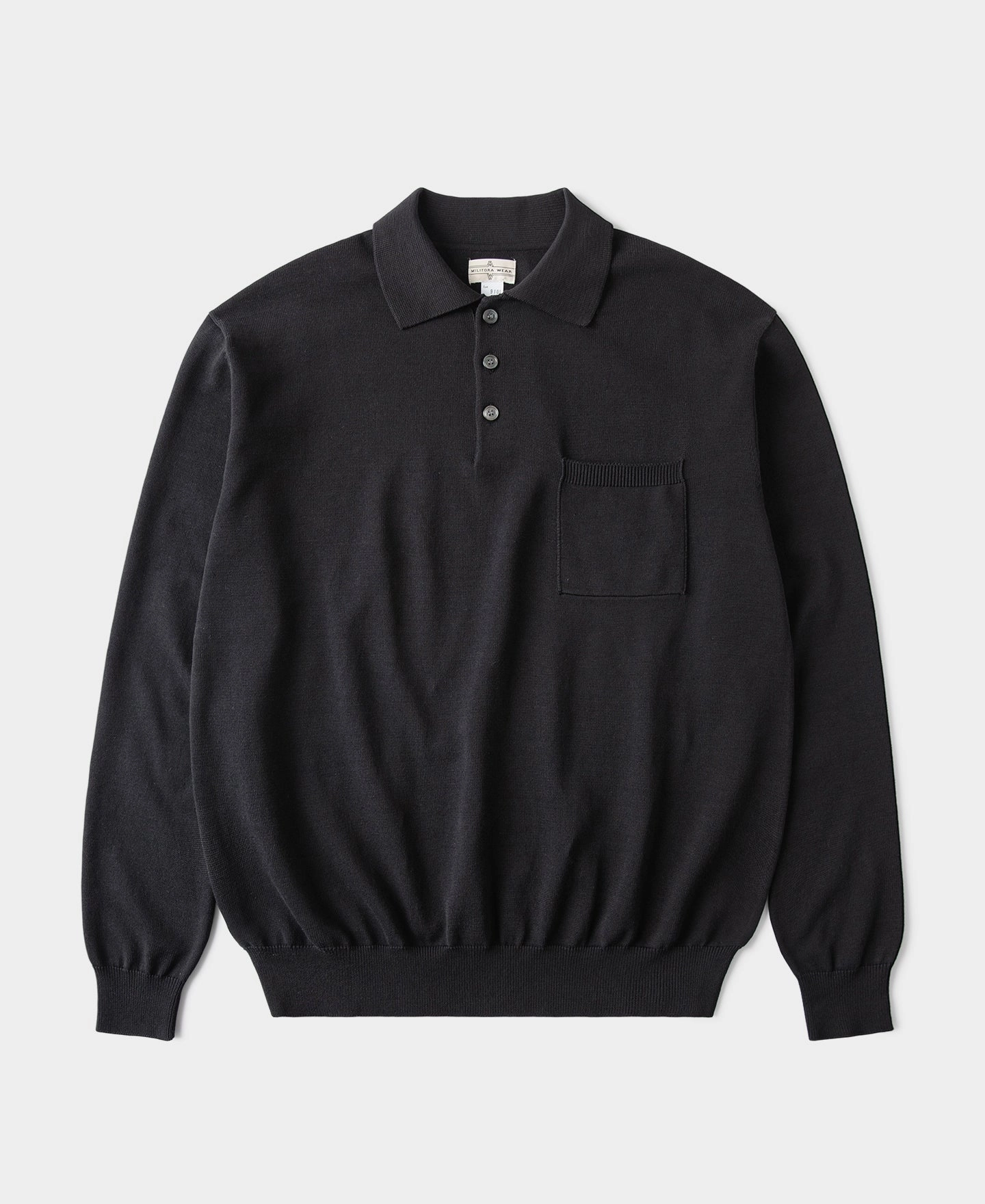 Popular Lot 910L Long Sleeve Knitted Polo Shirt - Black