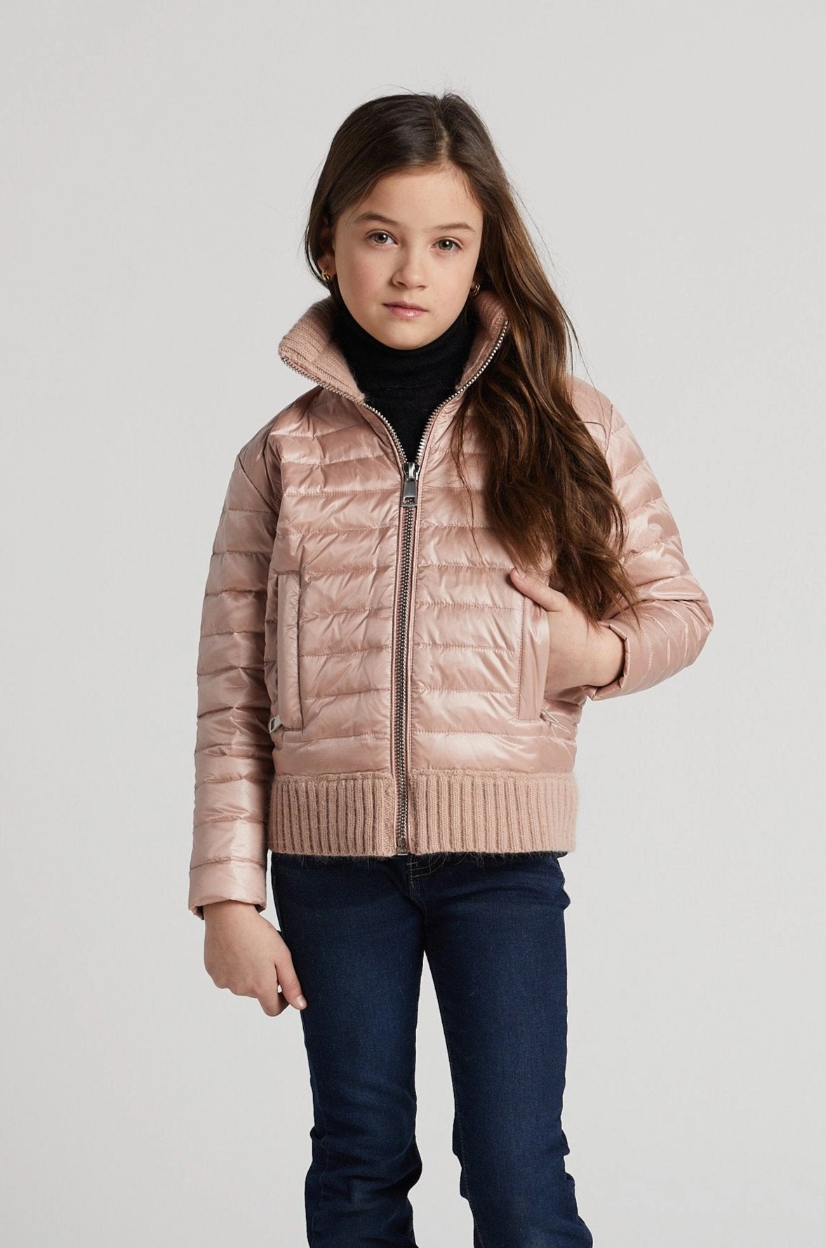 Lulu Light Weight Quilted Down Jacket w/ Knit Trim Details Subtle Fashion Fit Ergonomic Shoulder Design