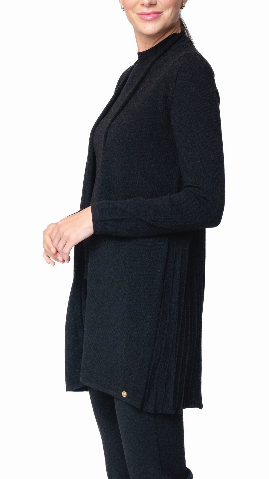 Layered Knit Style Amely Shawl Collar Mid-Length Cardigan - Black / Fall Pre-Order