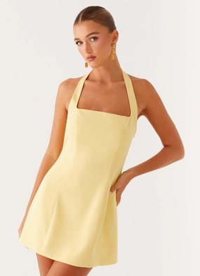 Remi Halter Mini Dress - Yellow Artisanal-Detail