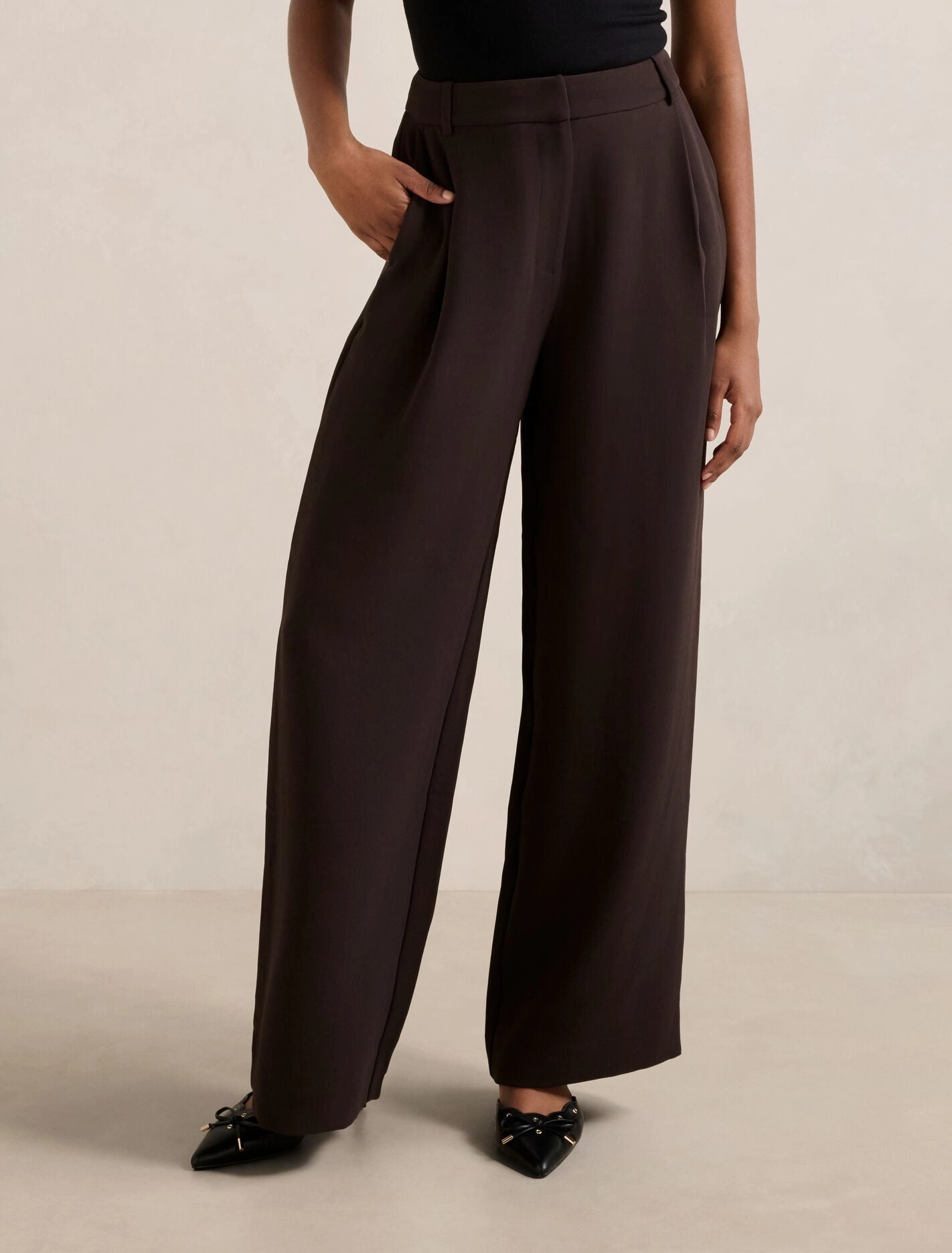 Non Binding Cuffs Breathable Wear Fit Margot Petite Wide Leg Pants