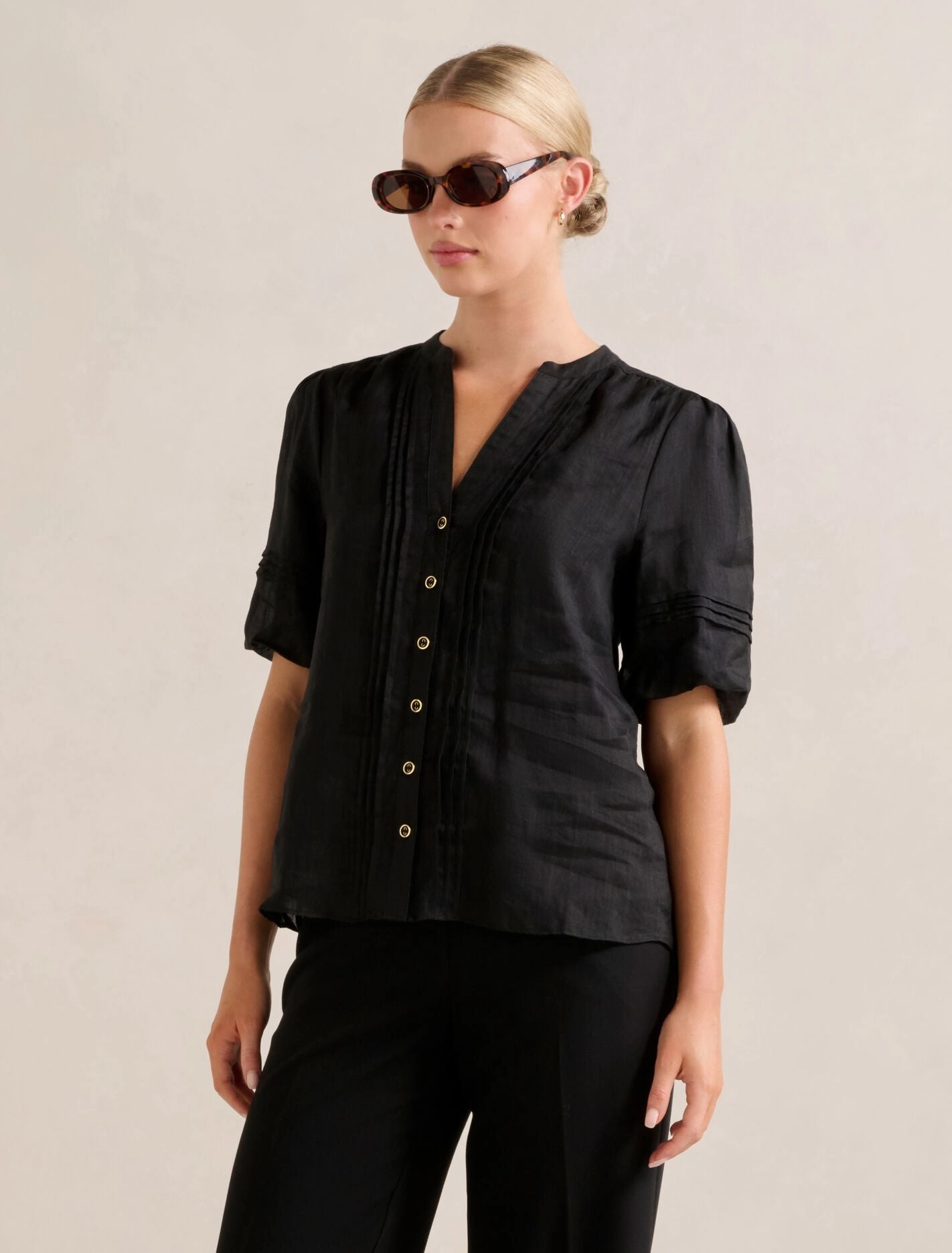 Mariella Pintuck Blouse UV Protective Layer