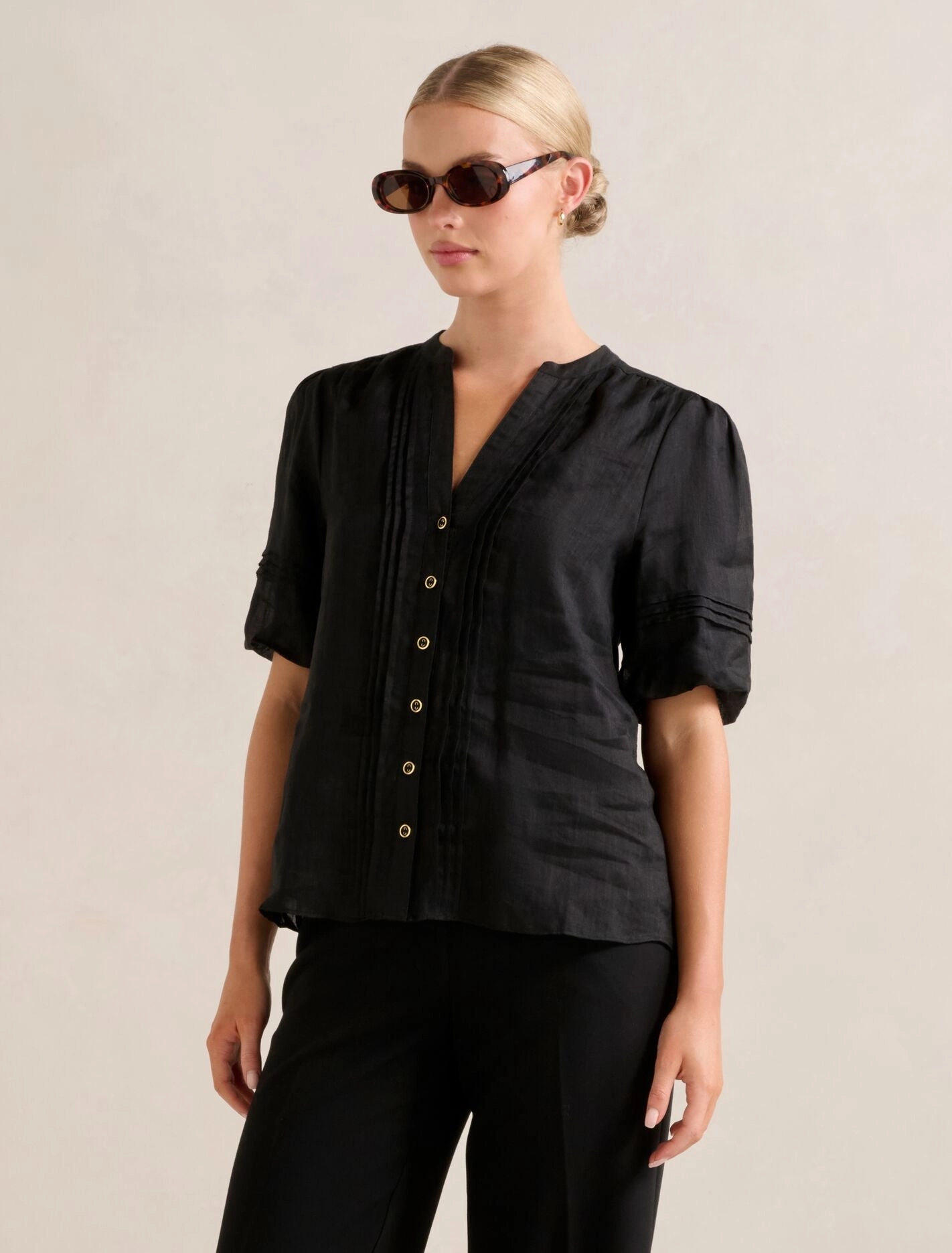 LatticeKnit Mariella Pintuck Blouse