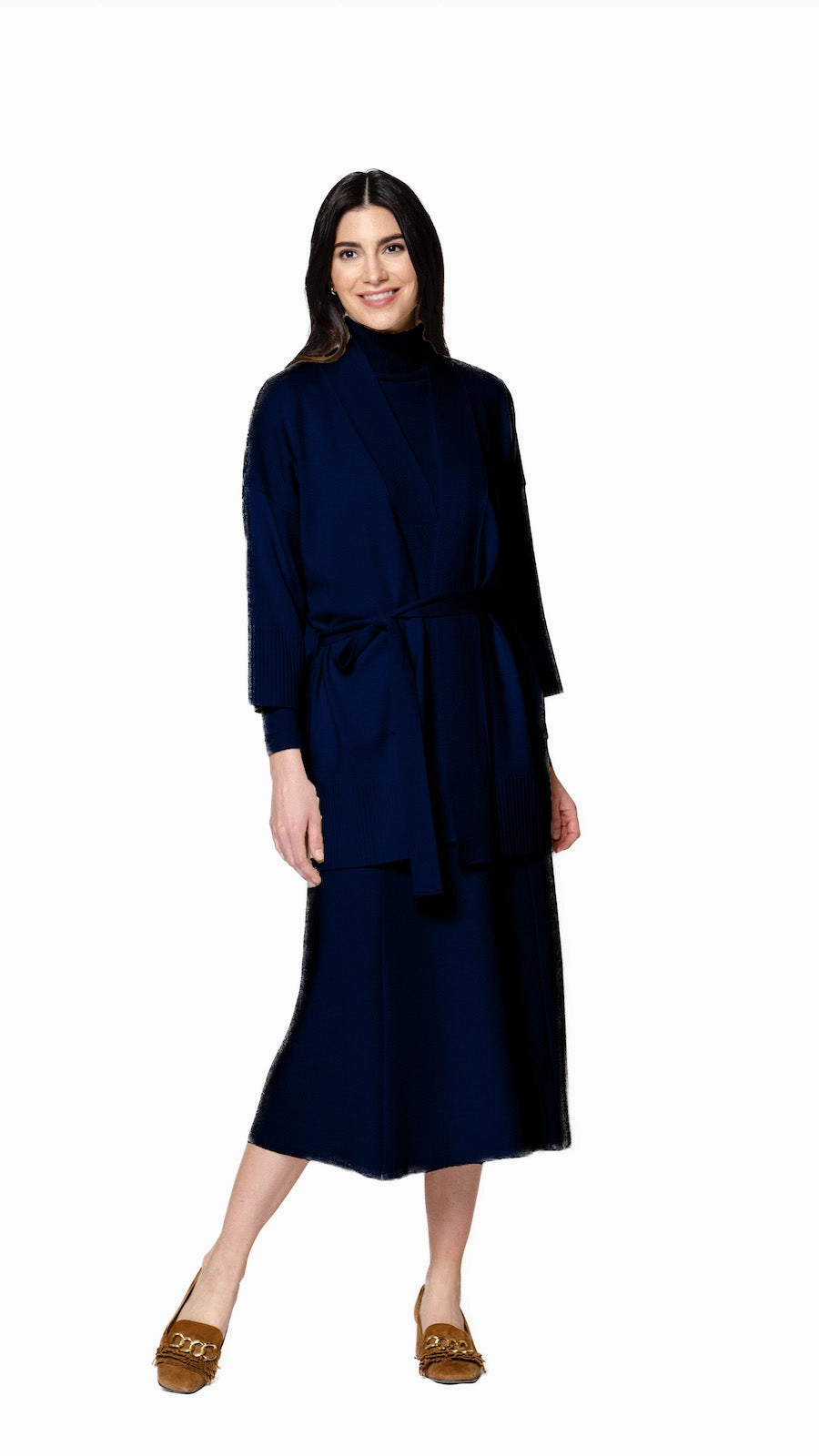 Magnetic Closure System Leather Bits Martina Flat-Knit Vest - Dark Navy