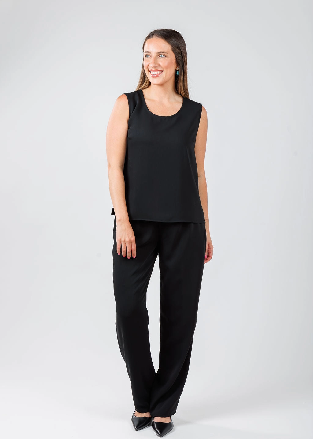 Matte Crepe Straight Leg Pants - Black QuickReleaseFastenings