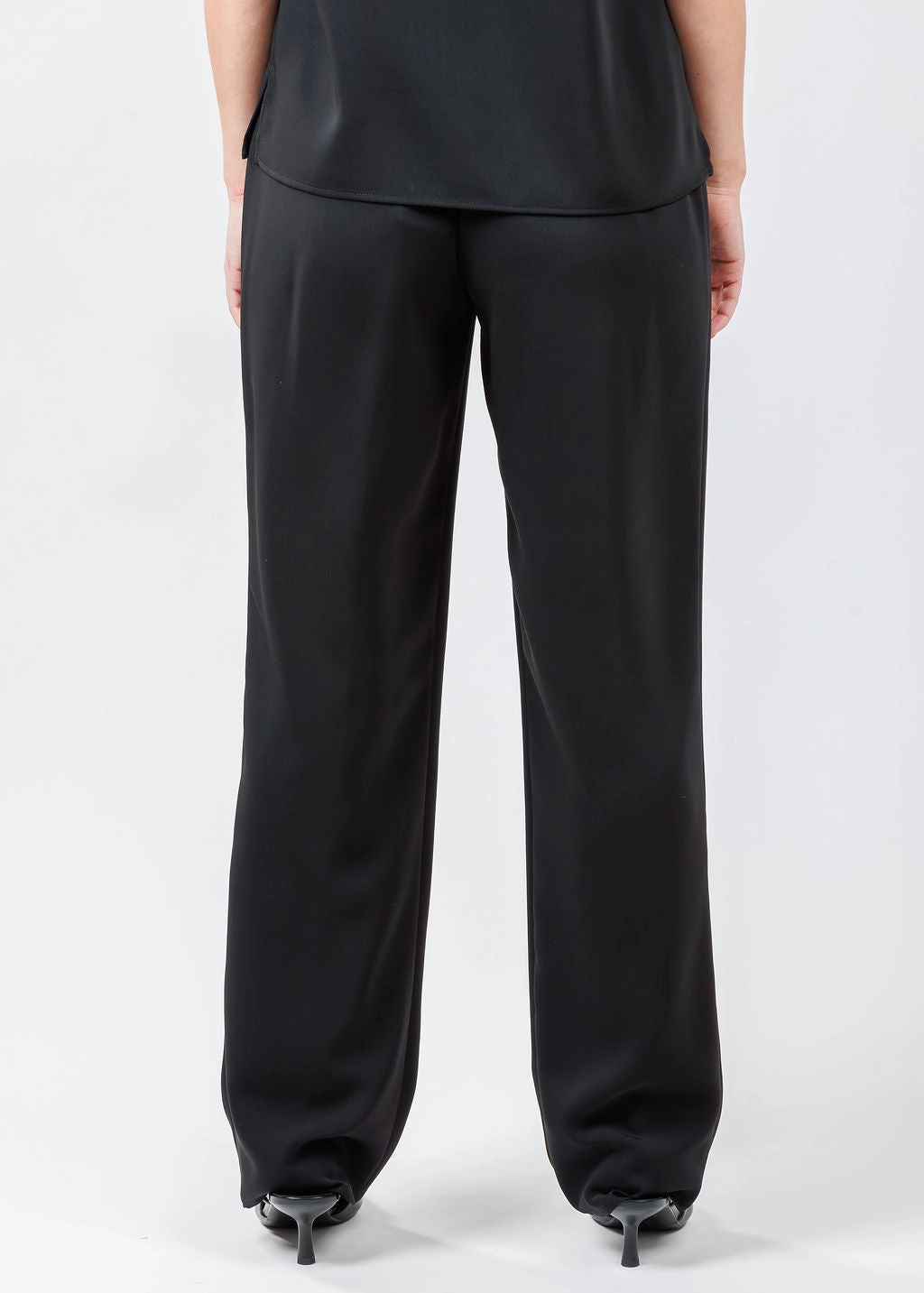 Breathable Weave Fabric Breathable Layer Fit Matte Crepe Straight Leg Pants - Black