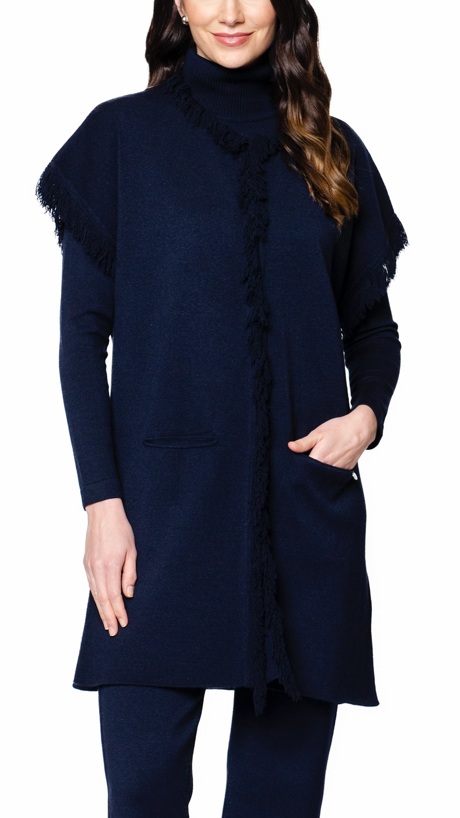 Microfiber texture Maxima Milano-Knit Vest - Dark Navy