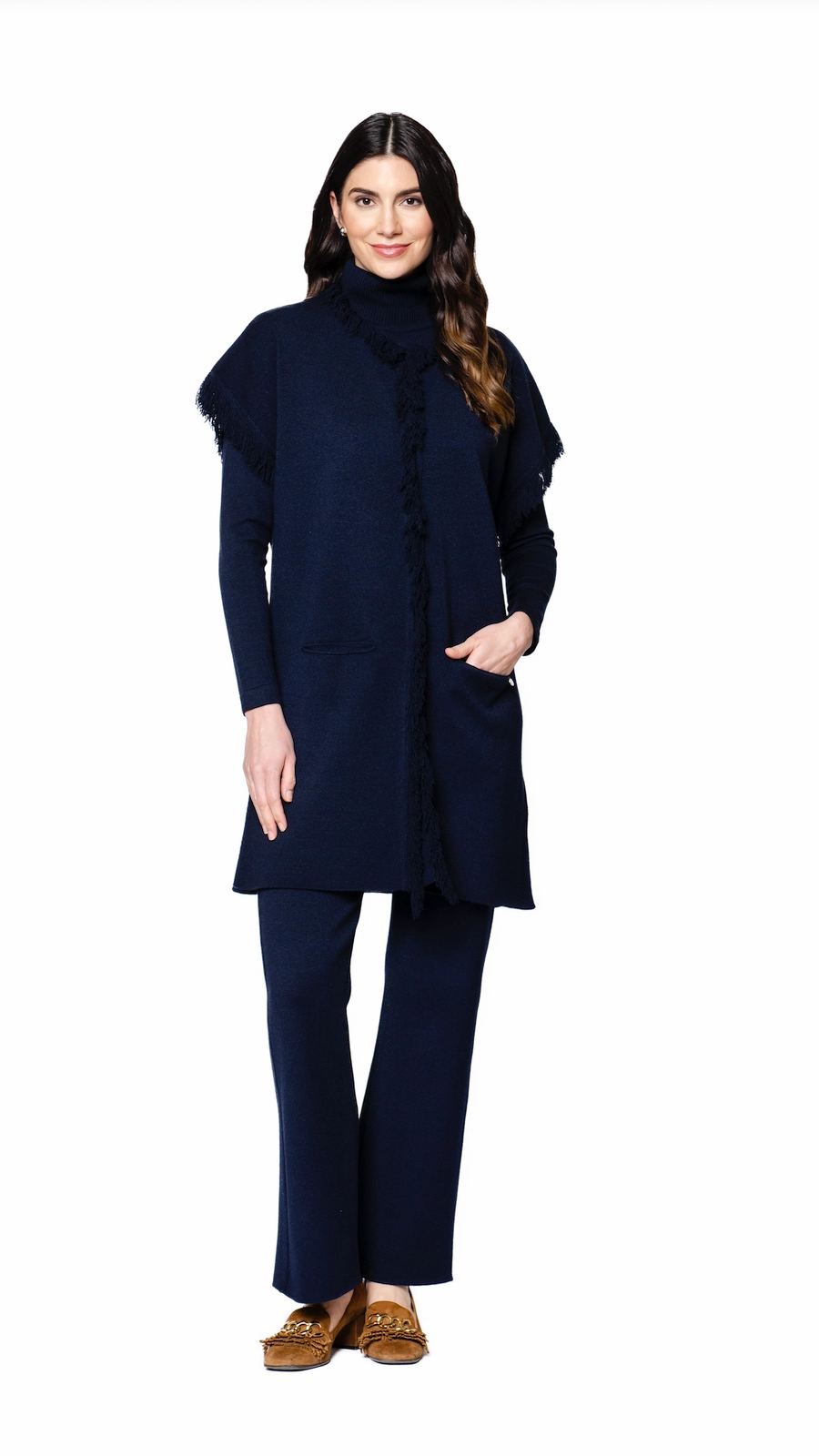 Flexible Joint Articulation Affordable Fashion Maxima Milano-Knit Vest - Dark Navy