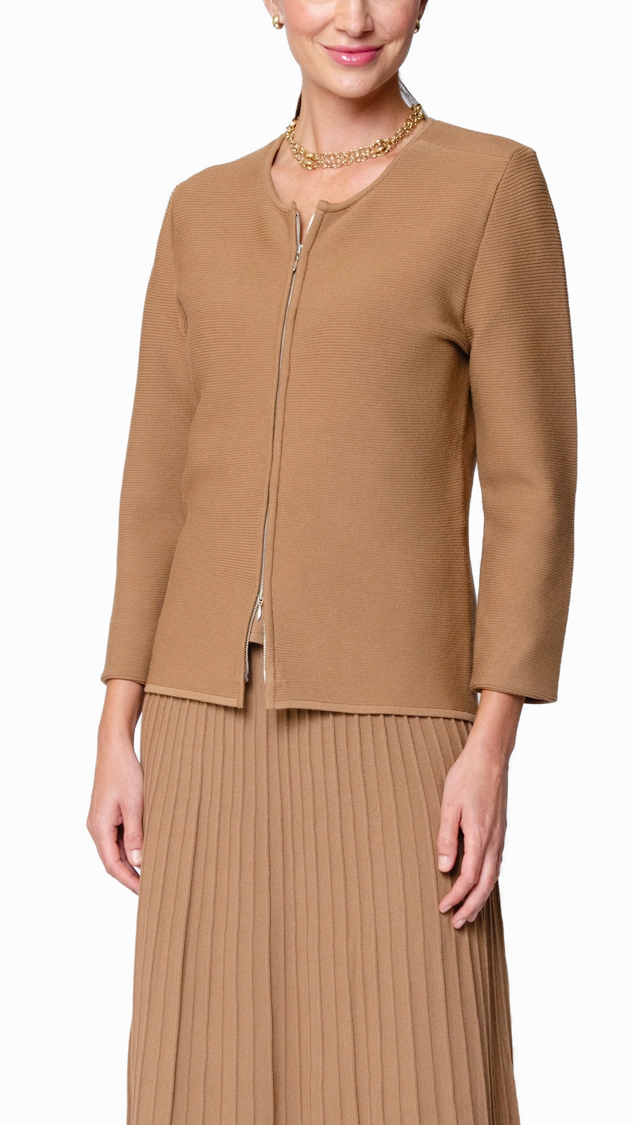 Meg Ripple-Knit Jacket - Mocha Urban Fit Look