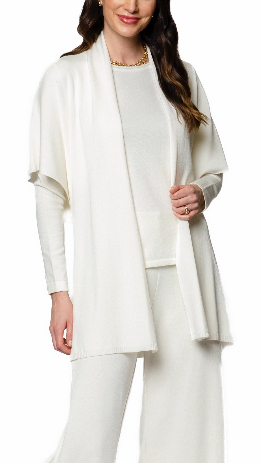 InterchangeablePanels Melinda Belted Dropped Shoulder Cardigan - Winter White