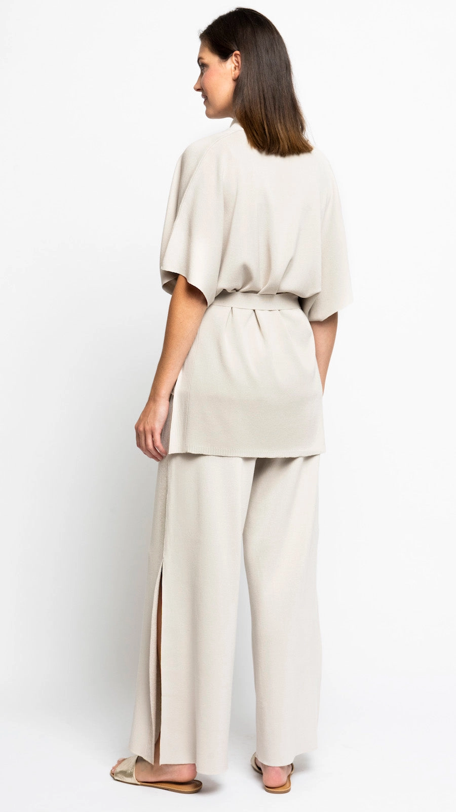 Soft Material Melinda Belted Dropped Shoulder Cardigan; Beige