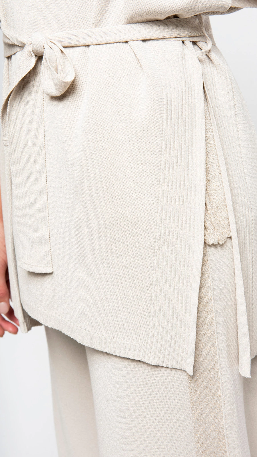 Melinda Belted Dropped Shoulder Cardigan; Beige Modern Knitwear