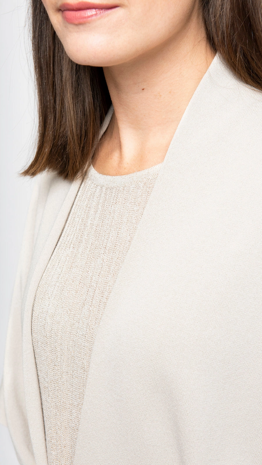 Melinda Belted Dropped Shoulder Cardigan; Beige Stretchable Fabric