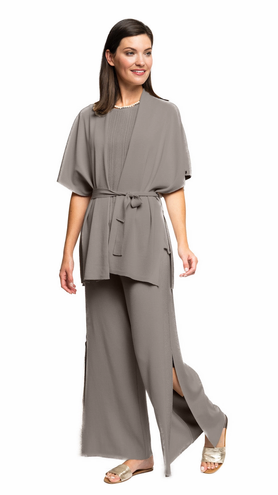 Flexible Movement Melinda Belted Dropped Shoulder Cardigan; Taupe