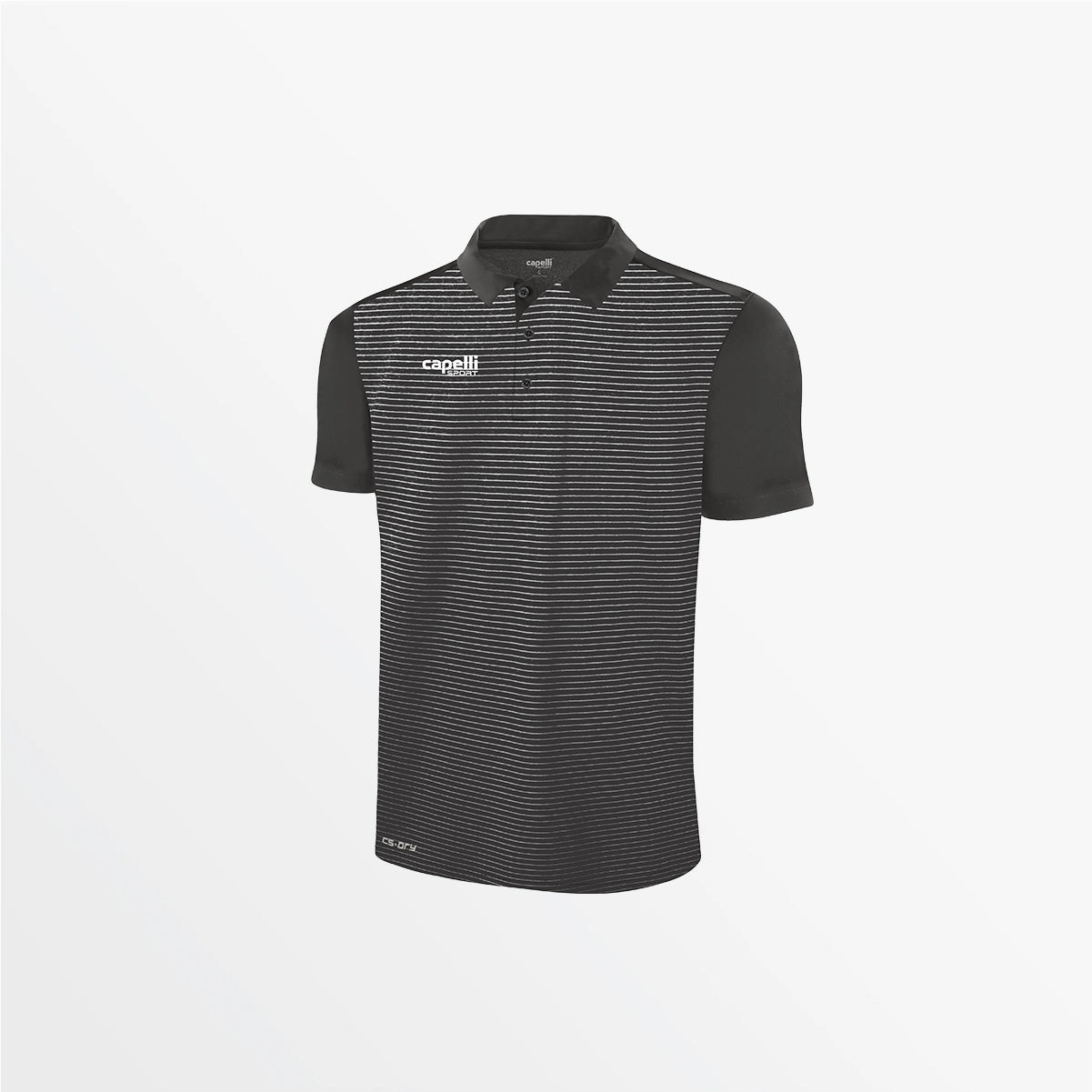 MEN'S CLASSIC SMALL STRIPE POLY POLO Minimalist Silhouette Cut