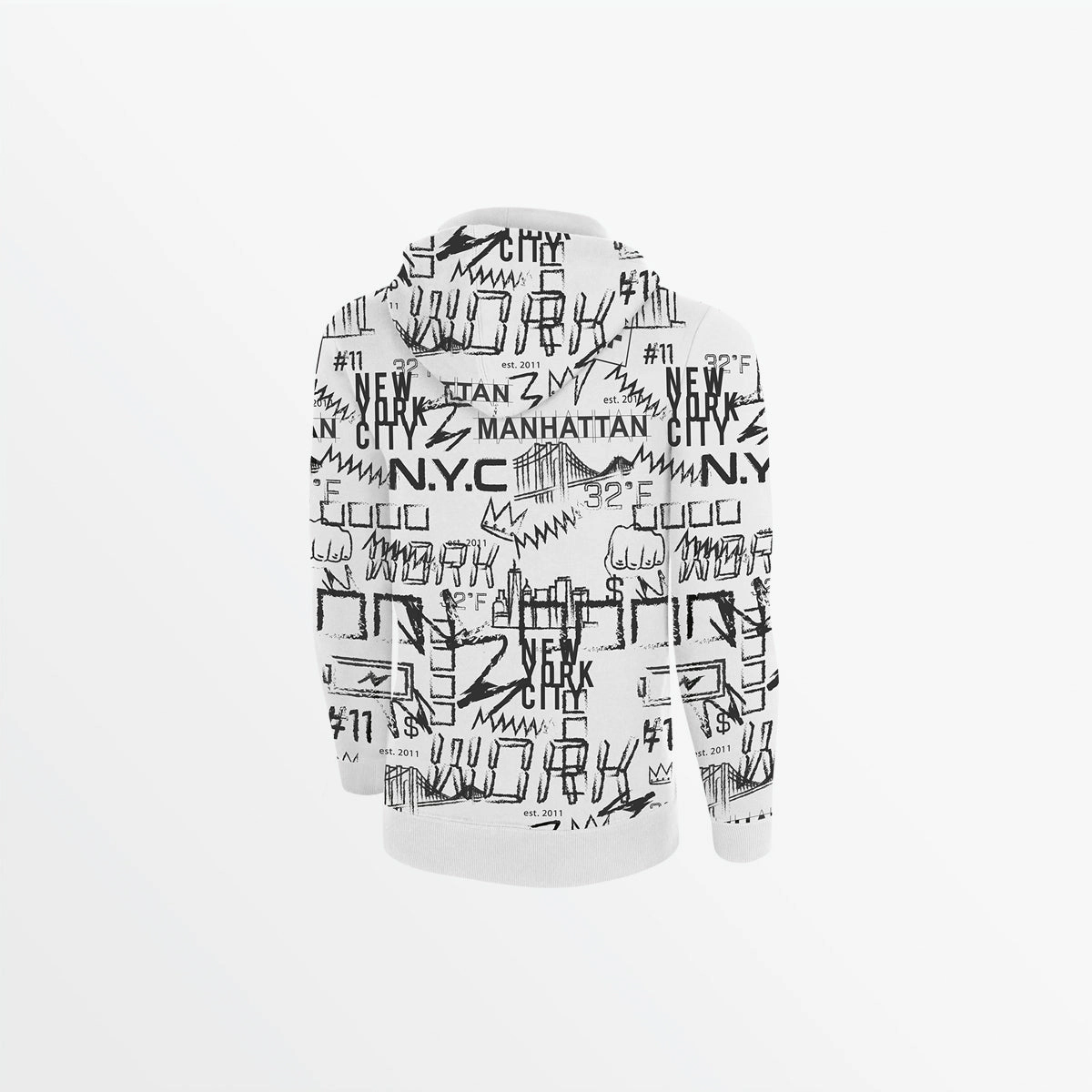 MEN'S FLEECE GRAPHIC PRINT PULLOVER HOODIE Thermal regulation Linen Blend Fabric