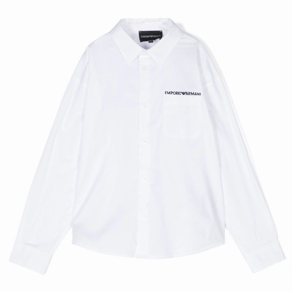 AntiStatic Coating AbrasionResistant Emporio Armani Junior Stretch-cotton Shirt With Pocket And Logo Embroidery