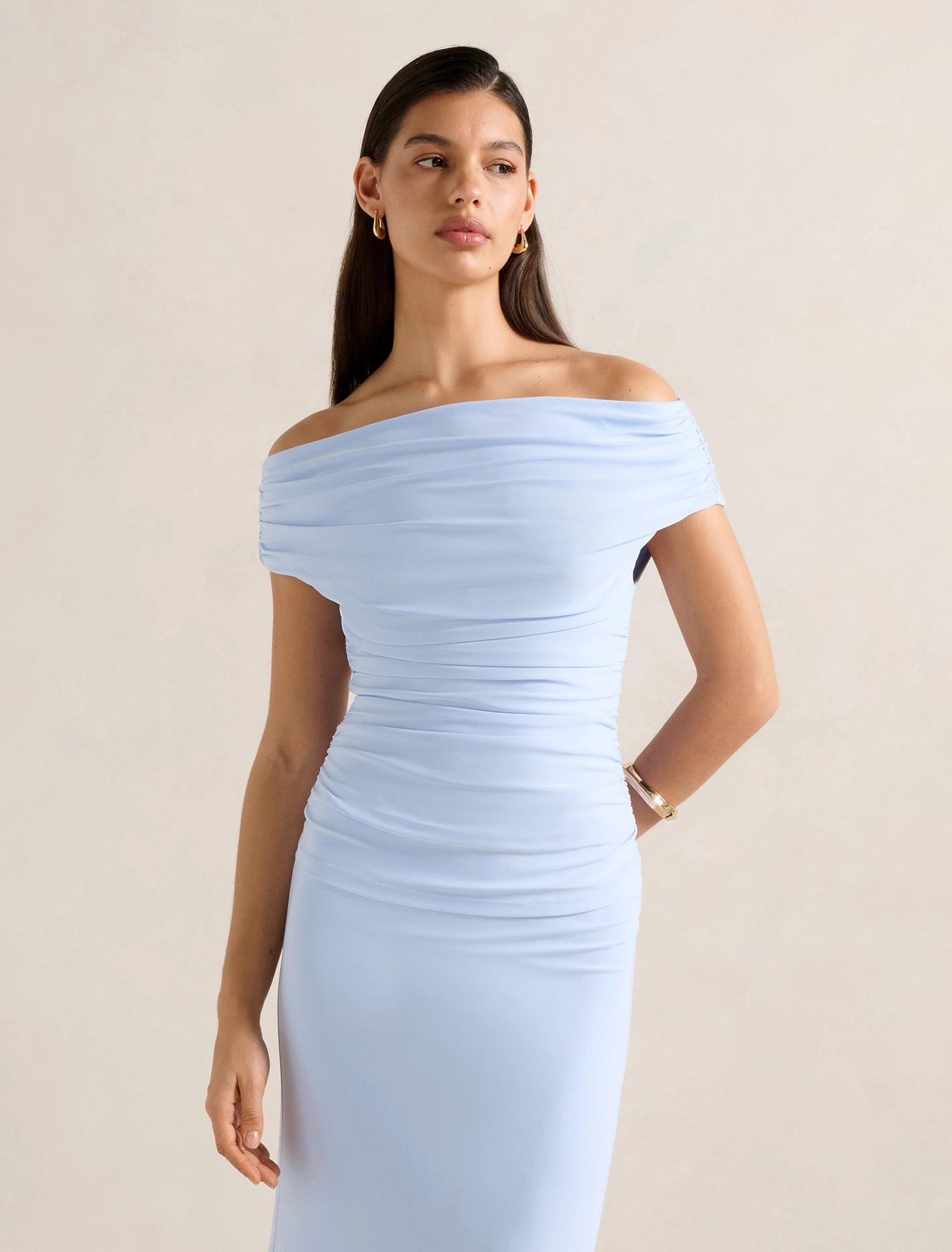 Mimi Off Shoulder Top RibbedTrims Easy to Wear