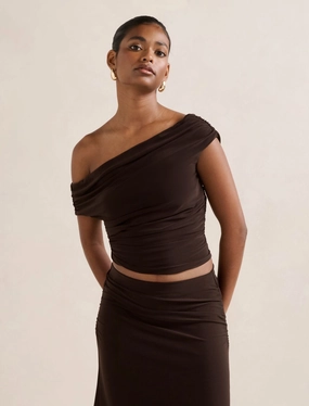 Reinforced Neckline Multi Pocket Functional Design Mimi Petite Off Shoulder Top