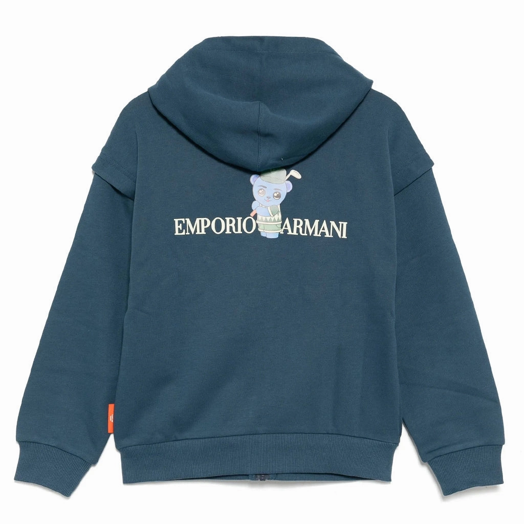 Emporio Armani Junior Graphic Hooded Jacket Magnetic Closure Options