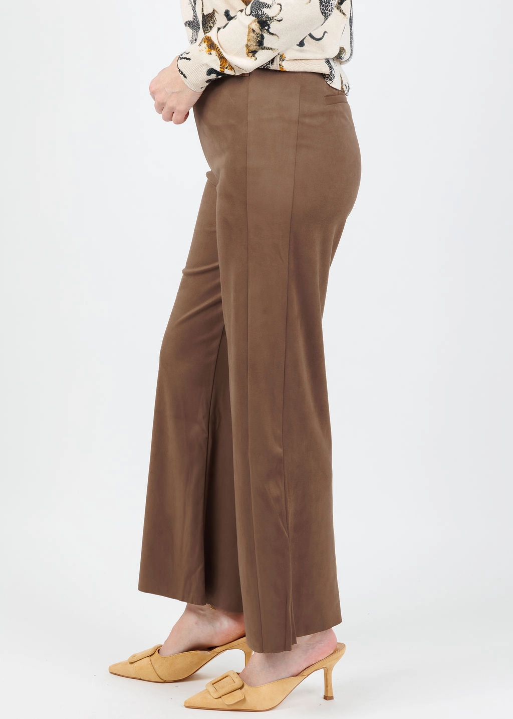 Vionette Vegan Suede Wide Leg Trousers - Lux Camel Chic Design Wear