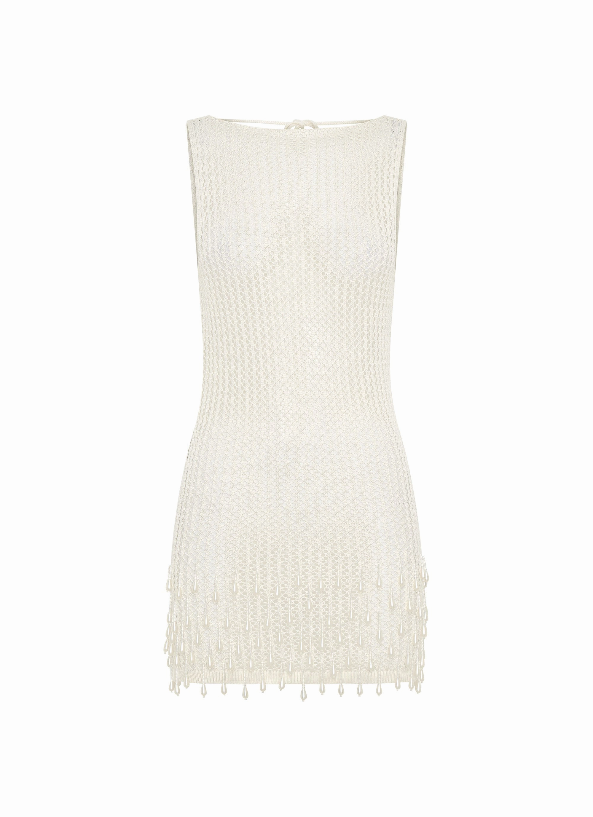 All Layer Smooth-Lining Miracle Beaded Crochet Mini Dress - Ivory