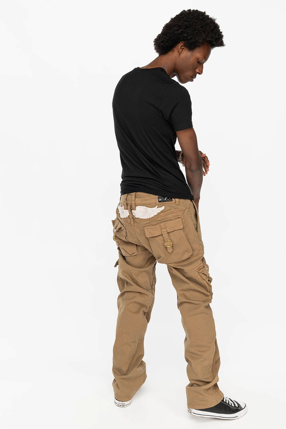 ROBINS NEW MILITARY STYLE CARGO PANTS IN KHAKI COLOR WASH Slim Sunny Vibes Festival Outfit