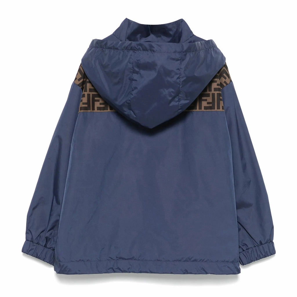 Fendi Kids Nylon Windbreaker Jacket Odor Resistant Lining Mid Length Design