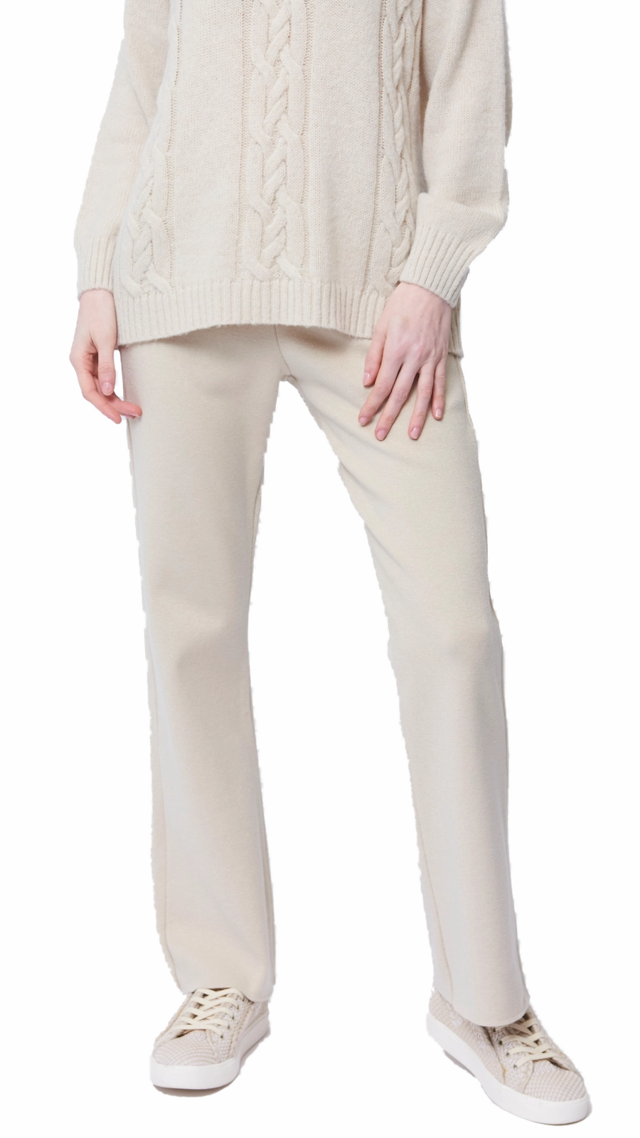 Relax Mode Monique Milano-Knit Boot Leg  Pants - Beige
