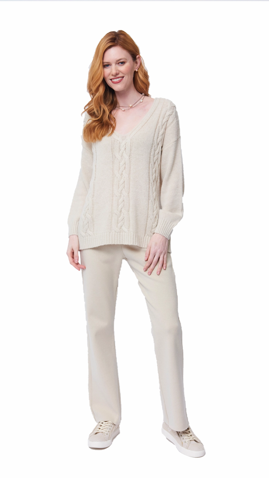 Monique Milano-Knit Boot Leg  Pants - Beige All Purpose Wear No Ride Fit