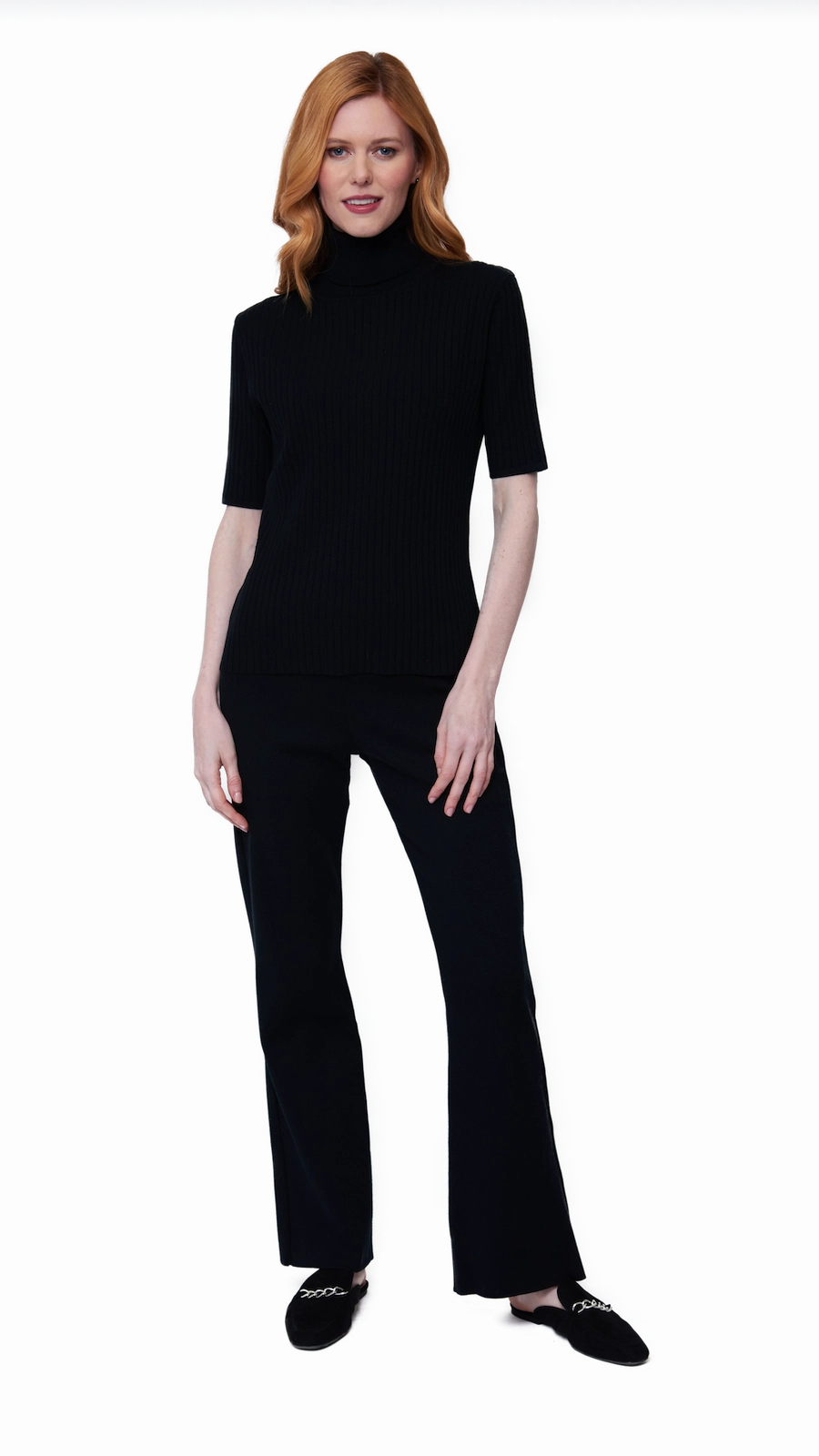 Flexible Waistband Monique Milano-Knit Boot Leg Pants - Black