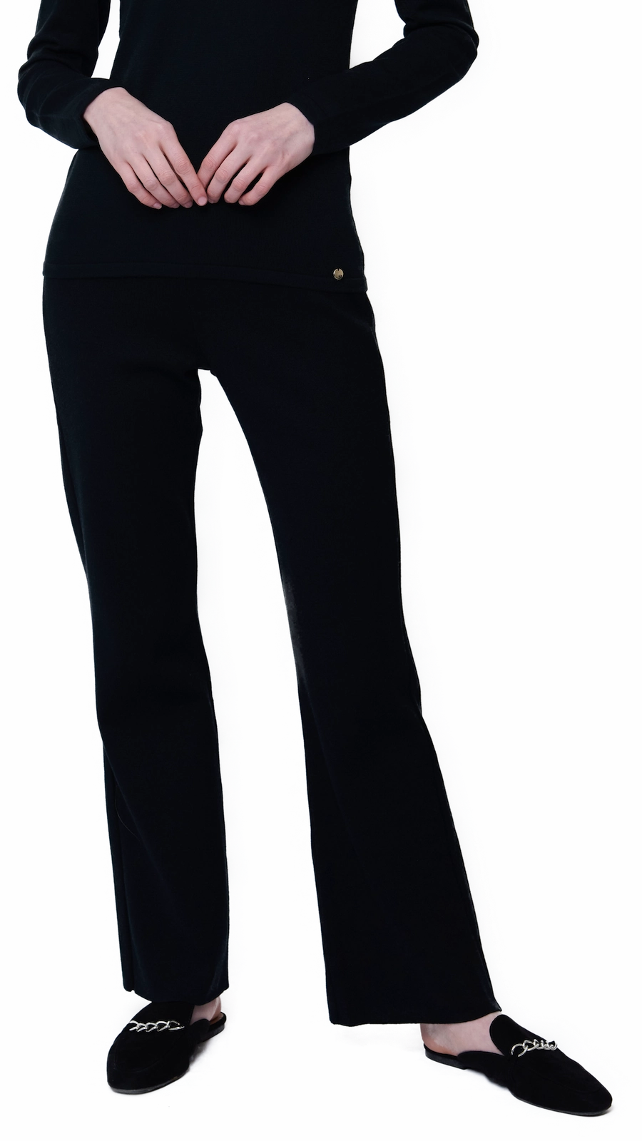 Tear Resistant Design stain resistant coating Monique Milano-Knit Boot Leg Pants - Black