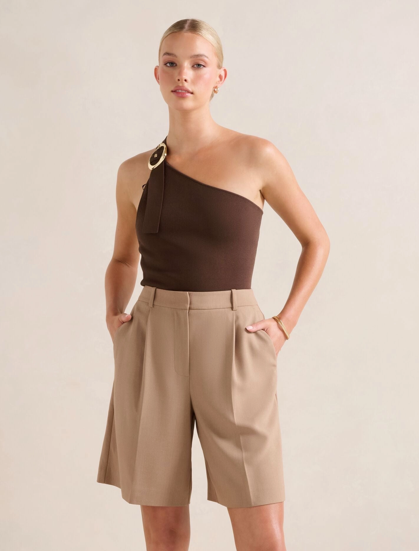 Bonded Seam Durability LightReflective Monroe Asymmetric Knit Top