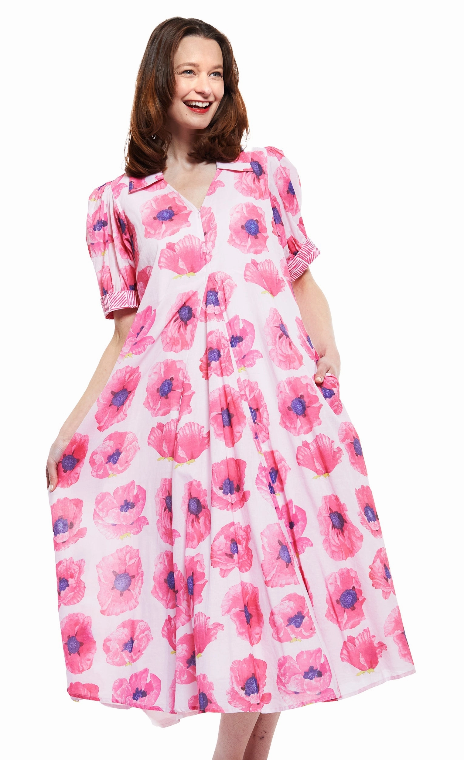 Quiet Sweet Montauk Dress - Pink With Poppy