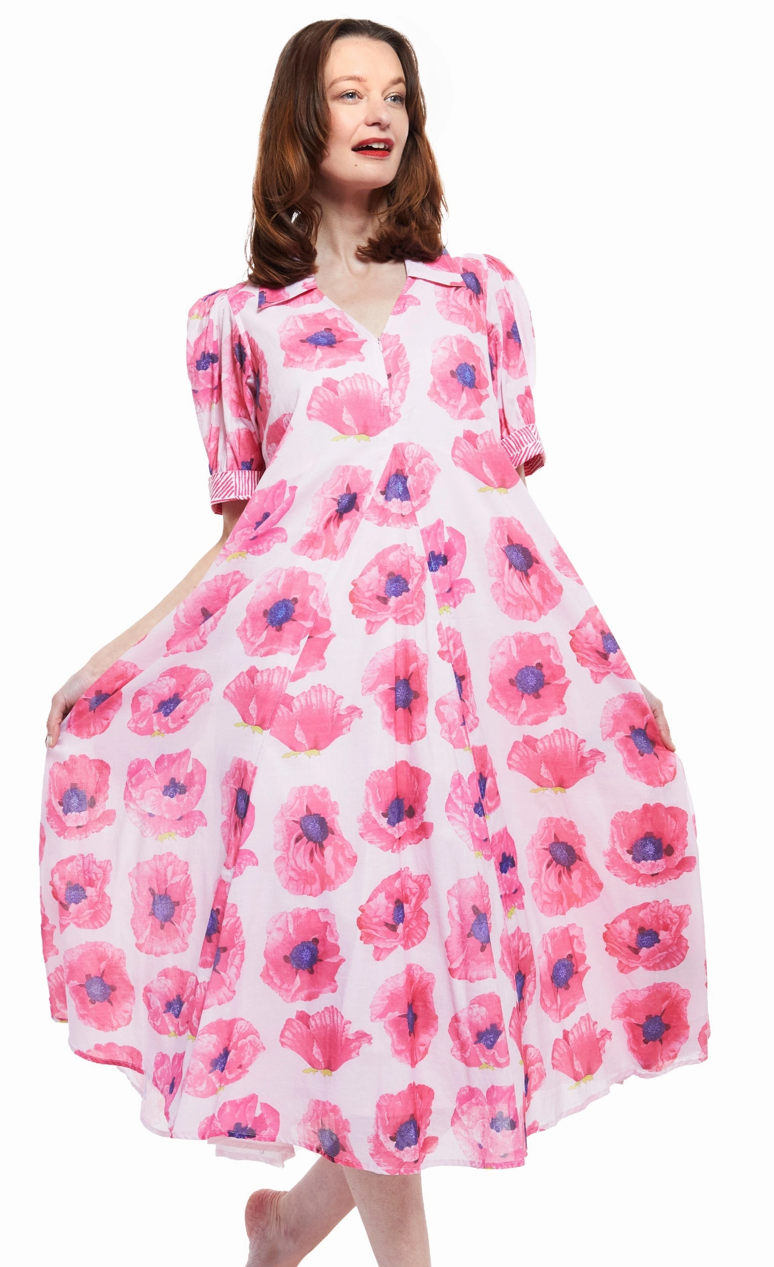 Polished Edge Chic and Stylish Montauk Dress - Pink With Poppy