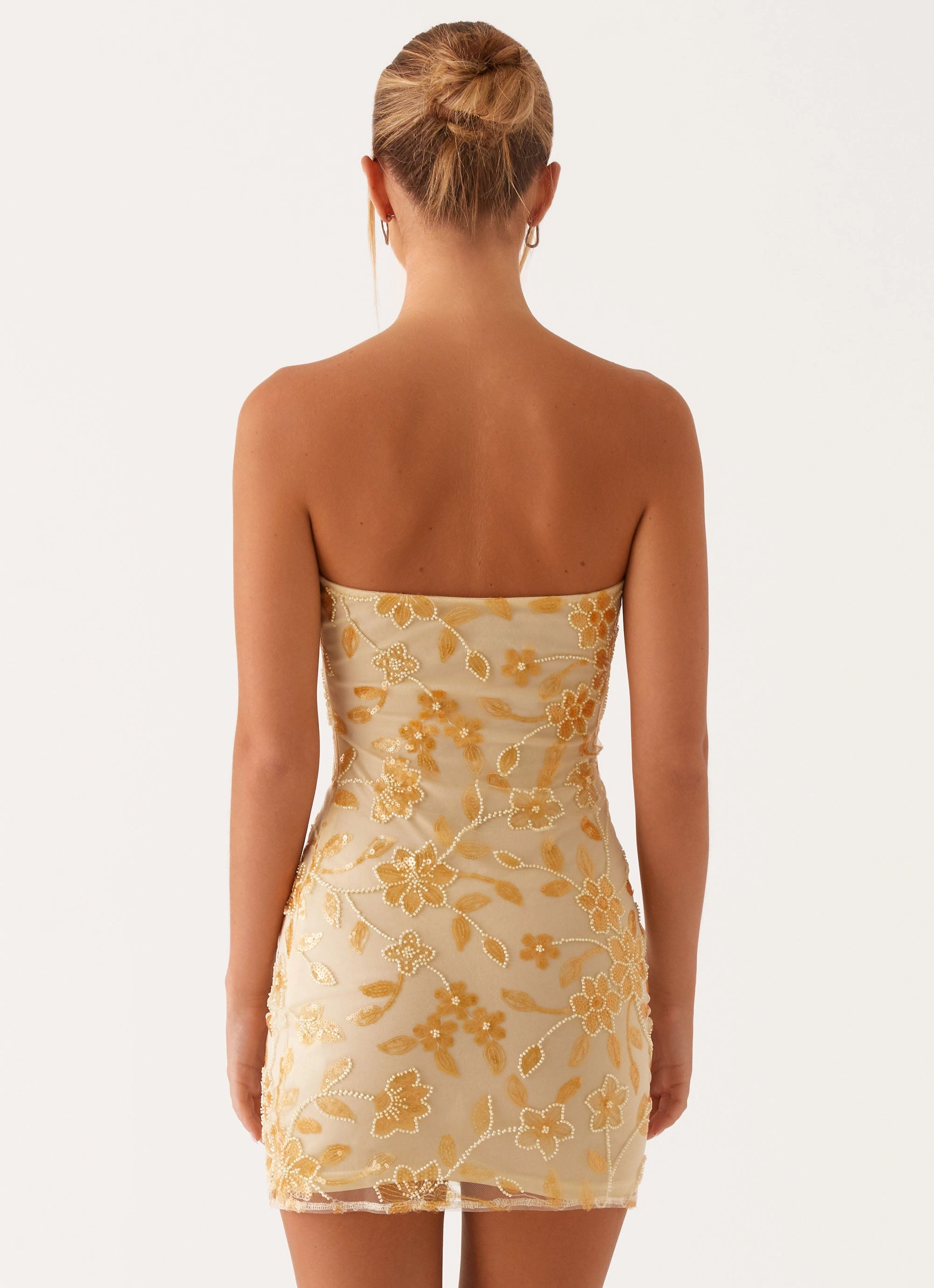 Moorey Beaded Mini Dress - Yellow Church Proper