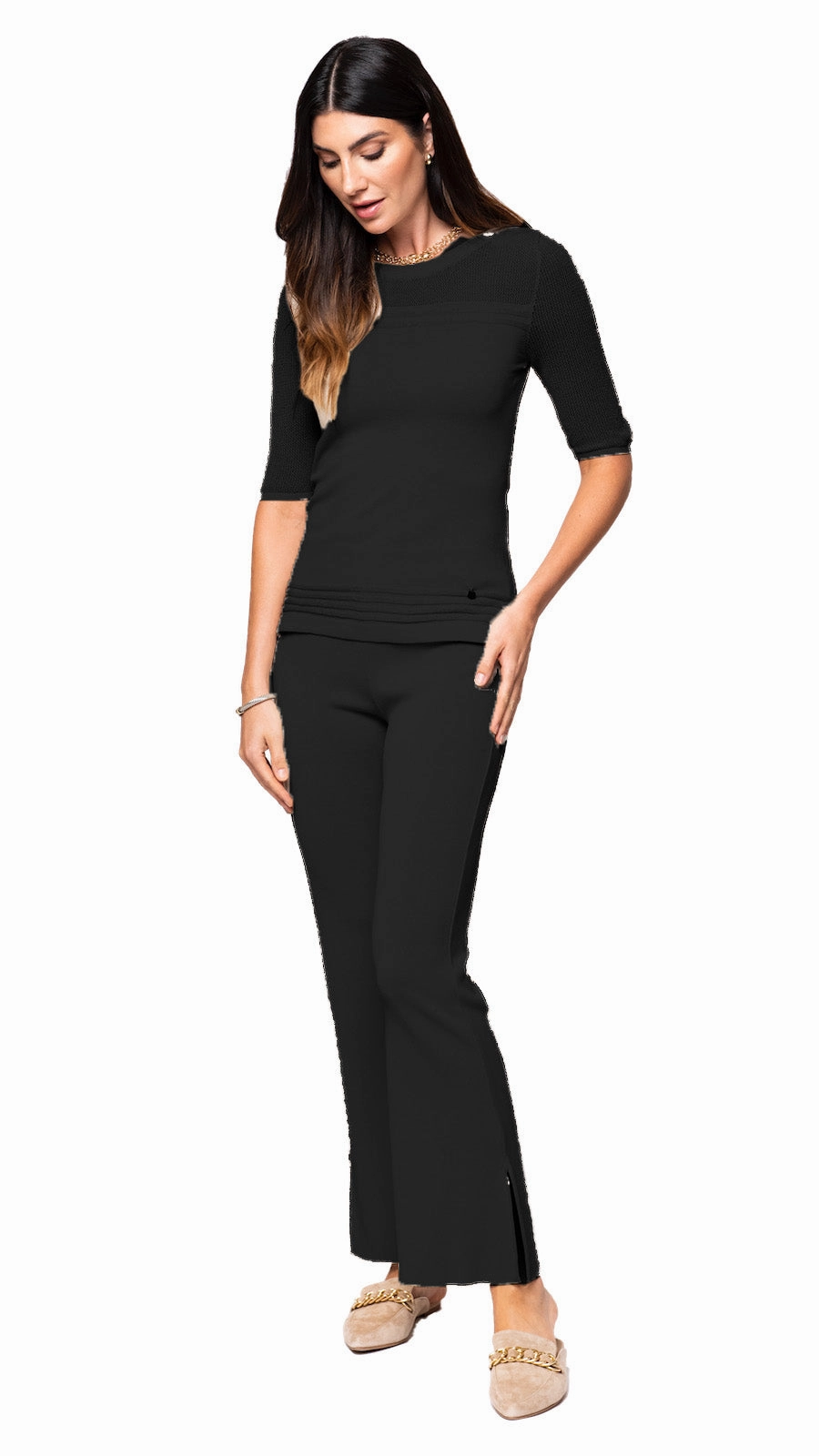 Morgan Fit-and-Flare Sleek Pants - Black Core Fit clean look