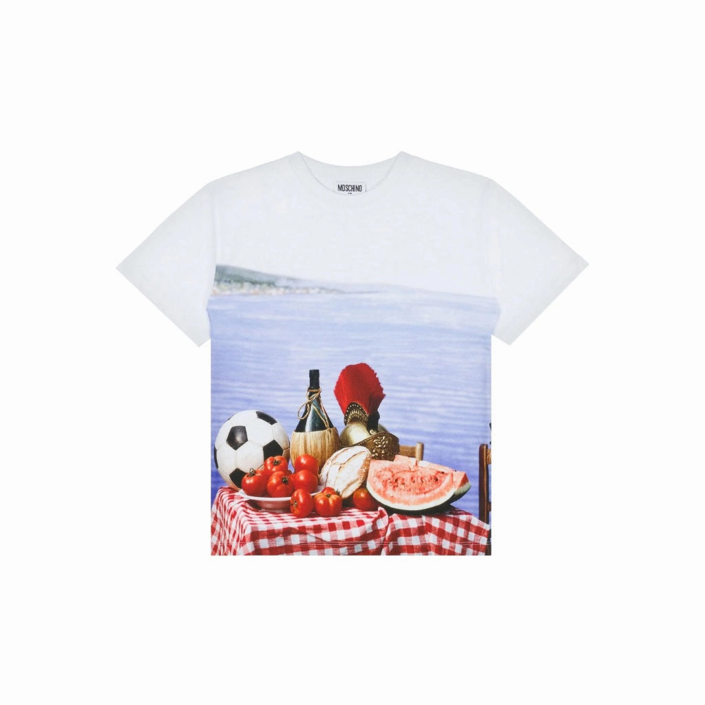 monochromatic Moschino Kids Summer Graphic Maxi T-shirt
