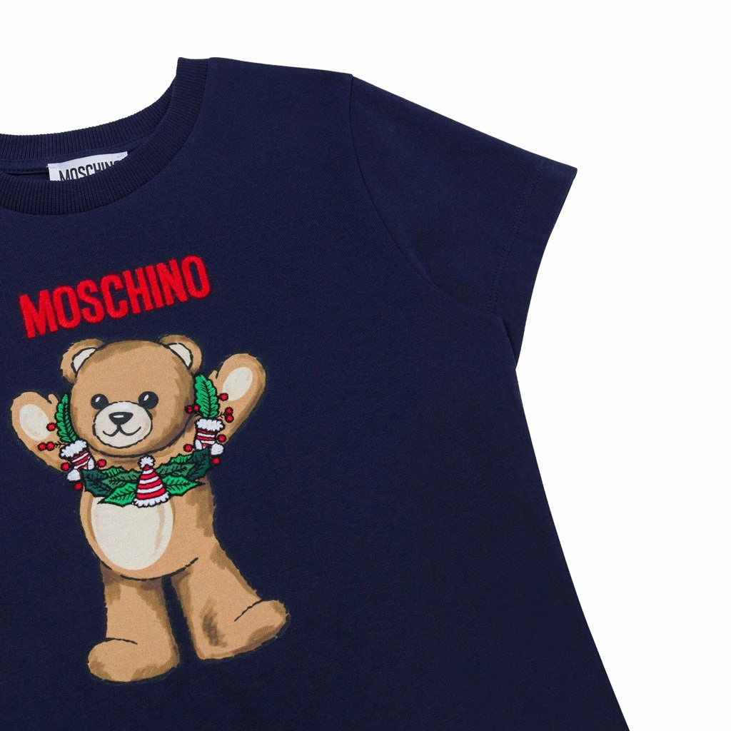 Breathable Mesh Panels StretchReinforcedArmholes Moschino Kids Teddy Bear Print T-shirt